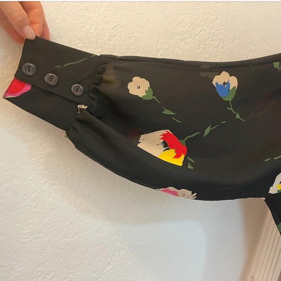 Vintage Oversized 80's Sheer Floral Blouse Dress - Picture 4 of 8